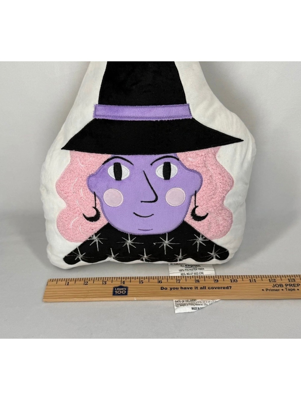 Hyde and EEK Boutique Halloween Witch Pillow Purple Pink 15x11 Plush
